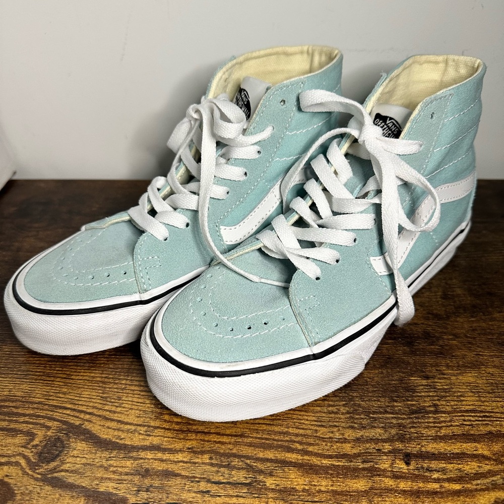 Vans SK8-HI Sky Blue and White High-Top Sneakers - Men 4 / Women 5.5